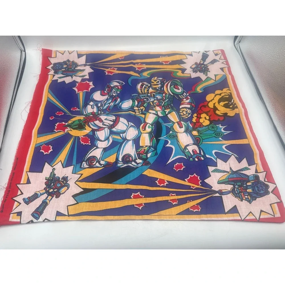 Vtg Robot Battle Pillow Case Cover Mecha Sci-Fi‎ Comic Graphic Unstuffed 17x17